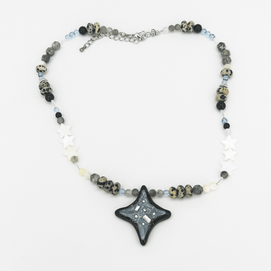 Polymerclay Natural Stone Star Beaded Necklace
