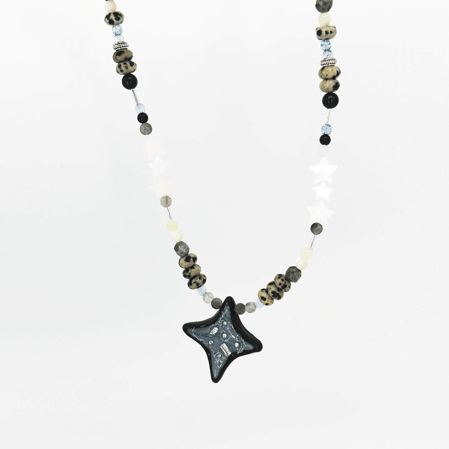 Polymerclay Natural Stone Star Beaded Necklace