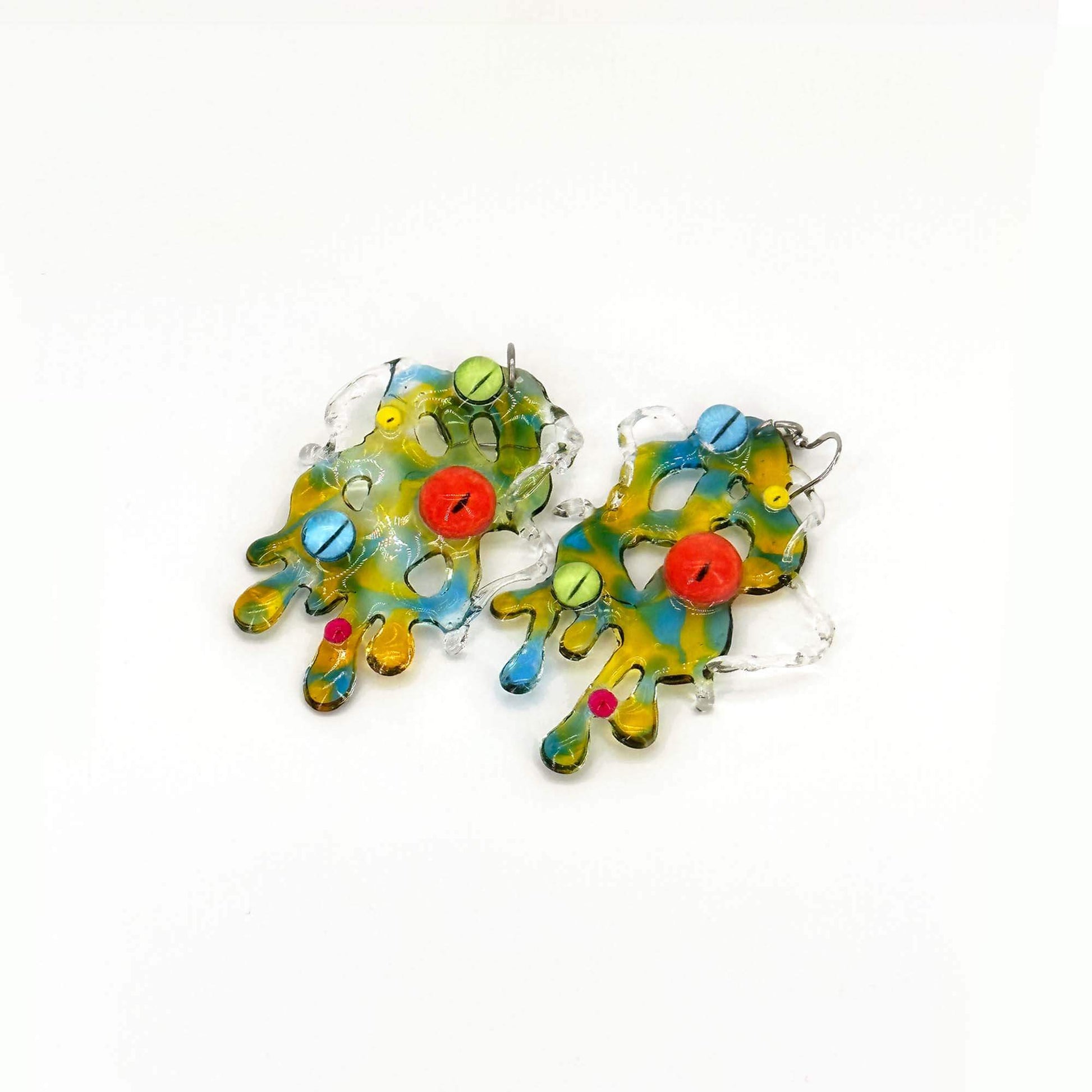 Colorful handmade earrings made of resin