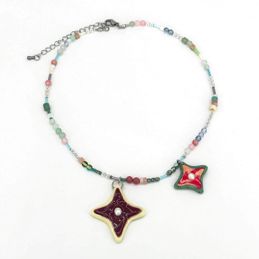 Star Polymerclay Beaded Necklace